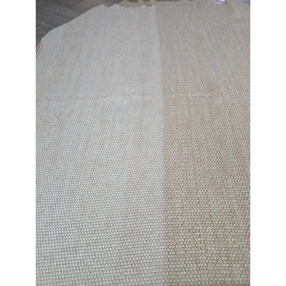 Anthropologie Knit Throw Blanket Neutral Two Tone Textured Woven Home Colorblock